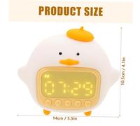 TOYANDONA Multifunctional LED Night Lamp Alarm Clock for Bedroom Cute White Duck Shape Digital Display with Warm Light Sturdy Material Easy Operation for Home Use and Bedside Decor