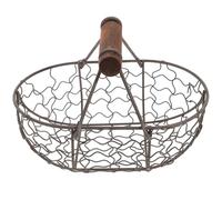 TOYANDONA Multifunctional Wrought Iron Egg Basket with Wooden Handles Desktop Fruit Storage Tray for Kitchen Countertops Suitable for Bread Cheese and Vegetable Display