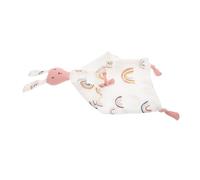 TOYANDONA Muslin Cotton Baby Security Blanket with Cartoon Rabbit Soft Breathable Infant Comforter for Newborn Boys and Girls Sleep Soother and Sensory Development