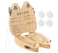 TOYANDONA My First Tooth Box, Wooden Teeth Shape Keepsake Box for Boys and Girls, Lightweight Baby Keepsake Holder with Date Writing Space, Kids Souvenir Organizer