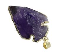TOYANDONA Natural Agate Stone Pendant Charm Easy Chain or Lanyard Wearing Arrowhead Shape with Mini Hanging Circle Ring Design Purple Colour for Jewelry Craft DIY and Necklace Making