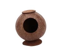 TOYANDONA Natural Polished Coconut Shell Nest with Base for Birds Hamsters Squirrels Desktop Pet Breeding House Sanded Hideaway Comfortable Habitat