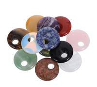 TOYANDONA Natural Stone Pendant with Large Hole 12pcs for Necklace Making | Polished Agate Crystal Bead, Off-centre Drilled round Charm, Easy DIY Handling for Leather Cord and Daily Wear