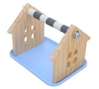 TOYANDONA Natural Wood Parrot Perch Stand with Removable Plastic Tray, 2in1 Interactive Bird Cage Perch for Cockatiel and Parrot, Portable Tabletop Platform for Home Use with Simple Assembly