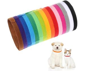 TOYANDONA Newborn Pet Identification Collar for Tracking Puppy Growth and 15pcs Nylon Double-faced Pile Fabric, Multi-colour Mixed Style, Size M 10x300mm for Puppy and Kitten