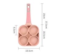 TOYANDONA Non-Stick Aluminium Alloy Egg Frying Pan 4-Section Breakfast Cooker with Pink Coating, Small Flat Omelet Pan for Home and Induction Hob Cooking