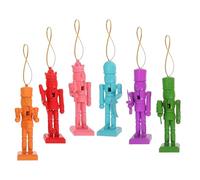 TOYANDONA Nutcracker Set Hanging Wooden 6pcs Piece Six Ornaments