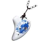 TOYANDONA Ocarina Instrument Necklace 6 Holes Ceramic Small Beginner Ocarina Blue and White Lotus Children Portable Gift with Music Score