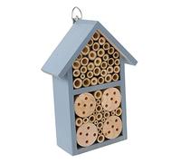 TOYANDONA Outdoor Wooden Bee House Cabin for Garden Painted Insect Shelter with Creative Hanging Design Pollinator Friendly Insect Nesting Box Blue