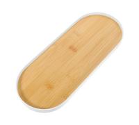 TOYANDONA Oval Bamboo Vanity Tray for Bathroom and Vanity Countertop Sundries Organizer for Makeup Perfume Jewelry and Keys White Modern Storage Display Tray for Home