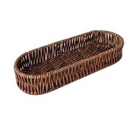 TOYANDONA Oval Imitation Rattan Bread Basket with Spacious Design Multiuse Wicker Serving Tray for Food Storage and Display Easy-clean Rectangular Woven Basket for Home Restaurant Party Use