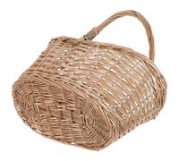TOYANDONA Oval Khaki Willow and Rattan Handheld Basket with Natural Ventilation and Decorative Features, for Daily Essentials and Wine Storage in Household Areas and Gatherings