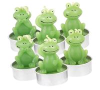 TOYANDONA Paraffin Tabletop Candles Rustic Style Frogs Shaped 6pcs Light Green Decorative Animal Shaped Small Candles for Festive Ambiance and Home Decoration