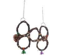 TOYANDONA Parrot Chewing Toy Wooden Hanging Circle Brown Pine Cone Material Keeps Parrots Busy Sturdy Bird Stand Ring for Bird Cage Or Branches