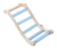 TOYANDONA Parrot Climbing Rope Ladder Bird Cage Accessory Wooden Budgerigar Ladder with Chewable Blue Swing for Cage Playground