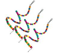 TOYANDONA Parrot Encourages Nibbling 3pcs Hanging with Colourful Wooden Beads and Alloy Frame and Acts as Home Decoration for Cage Parrot Play Random Color for Birds the Cage