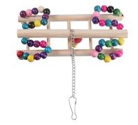 TOYANDONA Parrot Features Bird Colorful Beads Hanging Swing with Wooden Bridge Design, Chewing and Suitable for Parakeet and Small Birds Playground Use