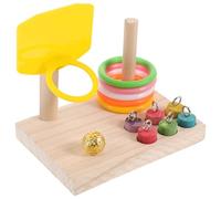 TOYANDONA Parrot Training Bird Intelligence Wooden Building Blocks with Chewable Bird Basketball for Budgerigar and Parrots, Interactive Foraging and Biting Plaything Pet Supplies Random