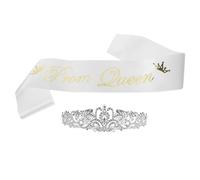 TOYANDONA Party Queen Headband Women Bachelorette Teenage For Women Sparkly Hoop Groom Satin Headbands Vintage Kings Queen Class Communion Mini Bands Eve Brides Prom Maid Miss White