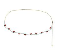 TOYANDONA Pearl Belly Chain Waist Beads for Women Golden Body Jewelry Beach Bikini Accessory Charming Cherry Beaded Waist Chain