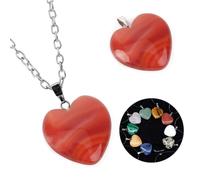 TOYANDONA Pendant Necklace Delicate and Shiny Design Stylish Heart Shape Natural Stone in Red Gift for Graduation or Congratulation for Wife or Business Partner