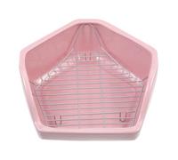 TOYANDONA Pentagonal Weighted Ceramic Rabbit Toilet with Anti-tipping Design and Leakage Prevention, Large Household Pet Training Litter Box with Detachable Mesh Grids for Ferret