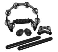 TOYANDONA Percussion Instrument for Beginners Hand Bell Foot Bell Tambourine Instrument and Shaking Eggs for Music Parties