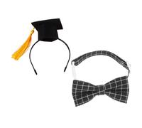 TOYANDONA Pet Graduation Cap with Tassel and Plaid Bow Tie Lightweight Soft Material Safe and Washable Compact and Cats Party Accessory for Graduation Celebrations and