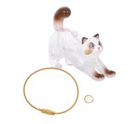 TOYANDONA Pet Hair Storage Keychain: 3d Cat Shaped Keychain - Clear Kitten Keepsake Memorial Keyring - Handmade Key Holder For Collecting Whiskers Beard