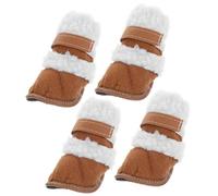 TOYANDONA Pet Winter Boots Set 4Pcs for Dogs, Anti-Skid Warm Snow Boots in Khaki Size 5, Protective Puppy Paw Shoes for Outdoor Walking in Cold Weather