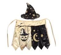 TOYANDONA Pet Witch Outfit with Adjustable Black Star Hat and Cloak Soft Comfortable Cat Cosplay Costume for Halloween Christmas Party and Festive Pet Dress-up