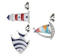 TOYANDONA Pin Brooch Set during Featuring Navy Style 3pcs Tropical Fish, Sailboat, and Lighthouse Shapes Made of Zinc Alloy Celebrations for Handbag and Hat Decoration Daily Wearing