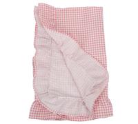 TOYANDONA Pink Gingham Ruffled Tablecloth, Rectangular Polyester Table Cover with Scratch Coverage and Minimizes Sliding, Classic Vintage Style for Farmhouse Kitchen or Dining, 71x55 Inch