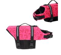 TOYANDONA Pink Puppy Life Jacket for Pets with Breathable Oxford Cloth and Comfortable Texture, Adjustable Size Life Preserver with Grab Handles, for Taking a Walk and Water Safety