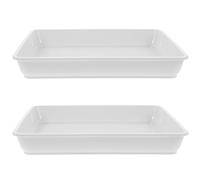 TOYANDONA Plastic Square Tray Flower Pot Base Tray 2Pcs 22X22Cm White Not Easy to Break for Bonsai Trees and Indoor Garden