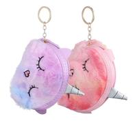 TOYANDONA Plush Unicorn Coin Wallets for Boys and Cartoon Style Zipper Purses with Ring 2 Pieces