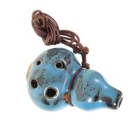 TOYANDONA Portable Blue Ceramic Gourd Ocarina Alto C 6 Hole Musical Instrument with Wax Rope, Rich Resonant Tone for Beginners and Outdoor Activities