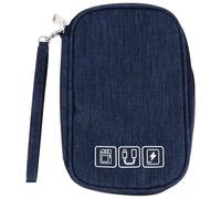 TOYANDONA Portable Data Cable Organizer Bag with Expandable Mesh Pocket and High Elastic Ring, 300d Cation Material, Compact Design to Protect Electronics and Accessories for Travel Blue