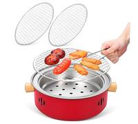 TOYANDONA Portable Iron Charcoal Grill with Grate Lifter Compact Outdoor Bbq Stove for Camping Family Gatherings Picnics Backyard Parties Multifunctional Cooking and Warming Stove