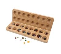 TOYANDONA Portable Mancala Board Game with Colorful Pebbles and Bamboo Educational Strategy Puzzle for Classroom and Family Bonding Learn Portable Chess for Travel and Indoor Play