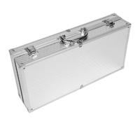 TOYANDONA Portable Microphone Case Hard Carrying Box with Handle, Aluminium Alloy, Abs and Epe Foam, Silver, for 2 Microphones, Party and Event Storage