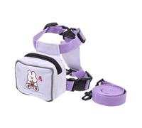 TOYANDONA Portable Pet Backpack Leash with Dog and Cat Harness Small Vest for Outdoor Walking Breathable Purple Rabbit Design Suitable for Small Dogs with Easy One Hand Operation and Storage
