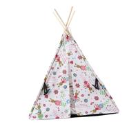 TOYANDONA Portable Pet Tent and Washable Dog House, Detachable Triangular Wooden Pet Bed Pad 43x43x53cm, Folding Warm Mat for Small Dogs, Cats, and Rabbits