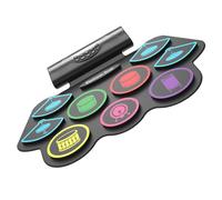 TOYANDONA Portable Roll-Up Wireless Electronic Drum Set with Built-In Speakers, Rechargeable Practice Drum Pad for ’S Music Learning and Long Playtime