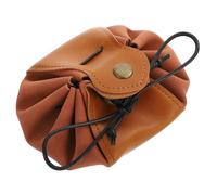 TOYANDONA Portable Vintage Pu Leather Drawstring Dice Bag Multi-Purpose Storage Pouch for Coins and Dice Simple Brown Design for Travel and Gaming Accessories