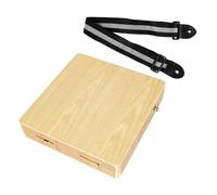 TOYANDONA Portable Wood Cajon Drum Made of China Ash with Shoulder Strap, Compact Wooden Drum Box for Playing, Musical Instrument for Professional Travel and Performance Random Style