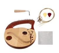 TOYANDONA Portable Wooden Lyre Harp 21 Strings Ancient Style Harp with Replaceable Strings Smooth Surface Tuning Rod and Extra Accessories for Boys and Girls