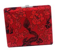 TOYANDONA Portable Wooden Oboe Reed Case 6 Slots Red Silk Pattern Reed Storage Box Carrying Organizer for Musicians