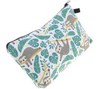 TOYANDONA Printed Sloth Bag Woman Cosmetic Bag Chic Practical Design Dacron Space Saving Easy to Place White Green Travel for Mom and Female Friends