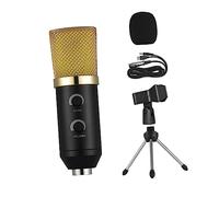 TOYANDONA Professional Condenser Microphone for Recording and Broadcasting with Echo Function and Stand (golden)